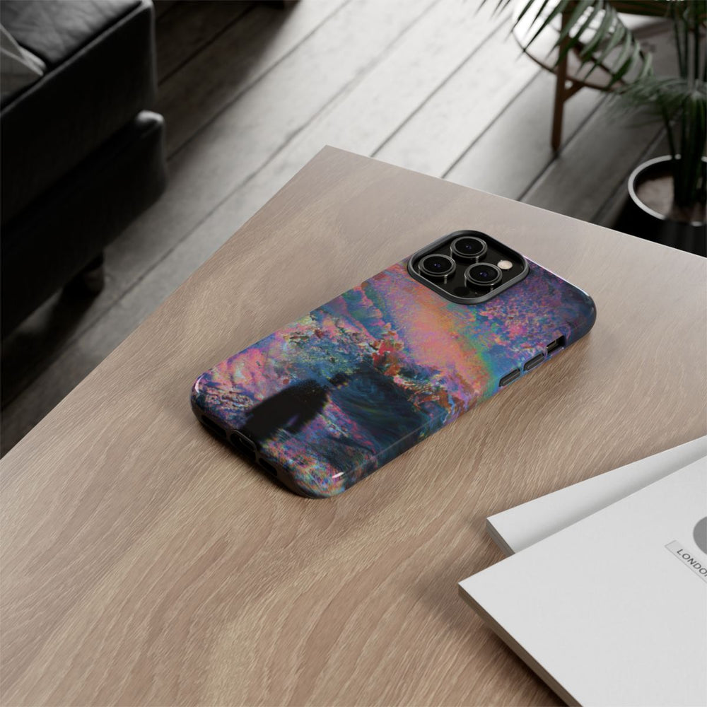 Abstracte Kleurrijke Kosmische Scene met Silhouet