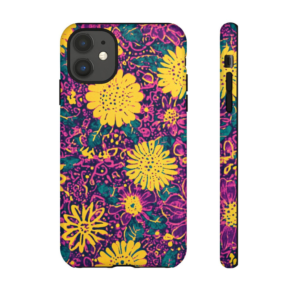 Gele en Paarse Bloemenprint
