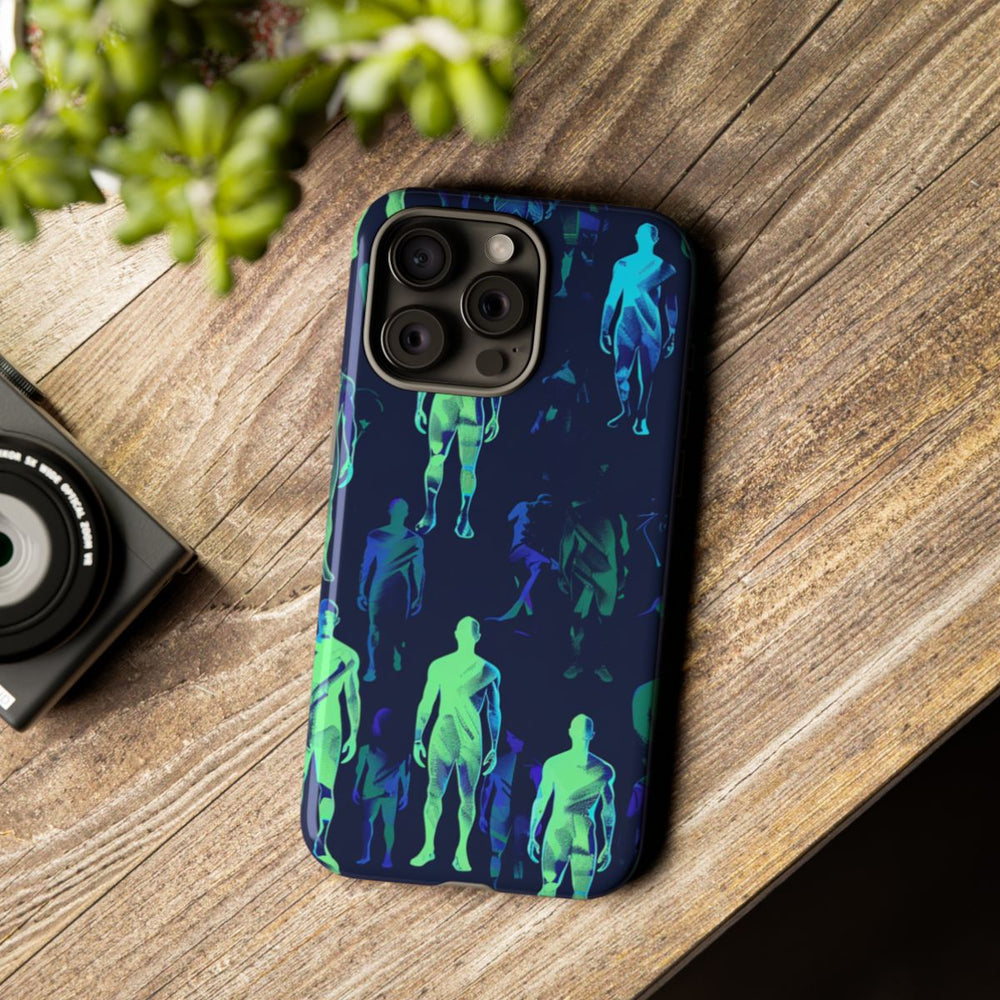 Blauw-Groene Neon Figurenpatroon