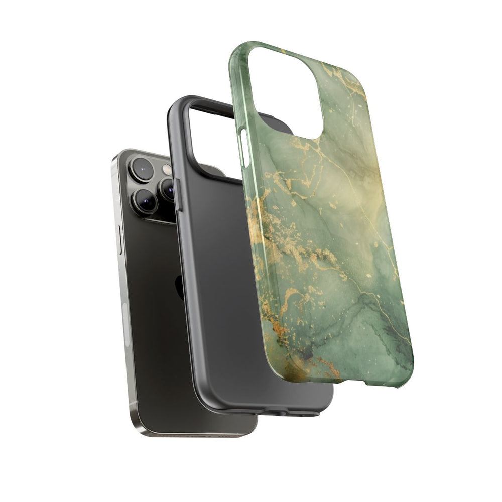 Groene en Gouden Marmer Abstract