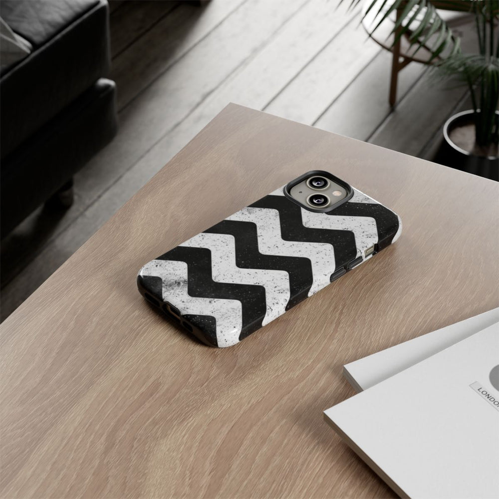 Zwart-Wit Zigzagpatroon met Vintage Effect