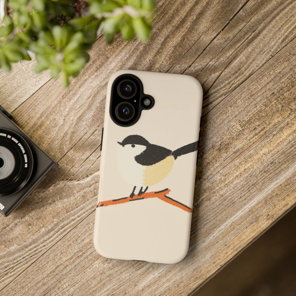 Minimalistische Vogelillustratie op Tak