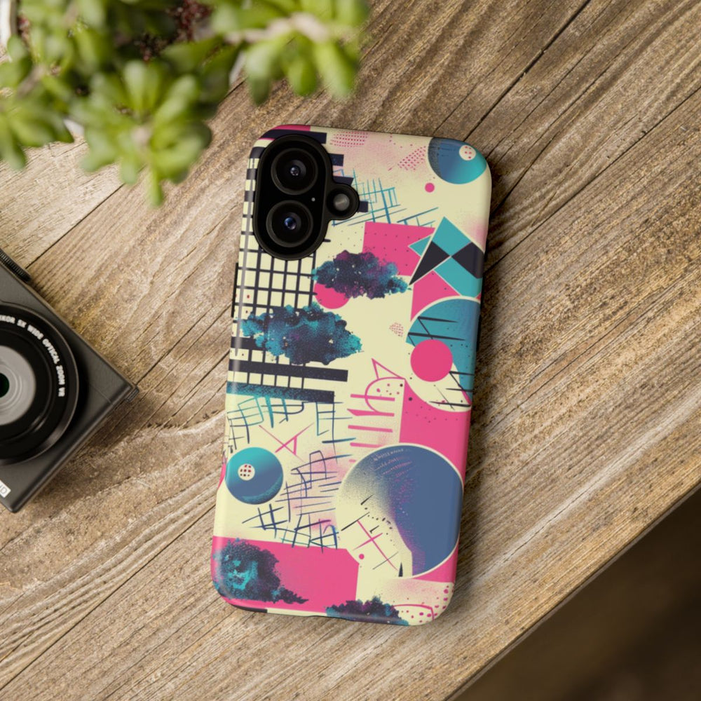 Abstract Geometrisch Patroon in Roze en Blauw