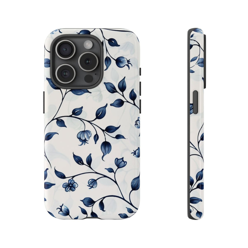 Blauw Bloemenrankenpatroon