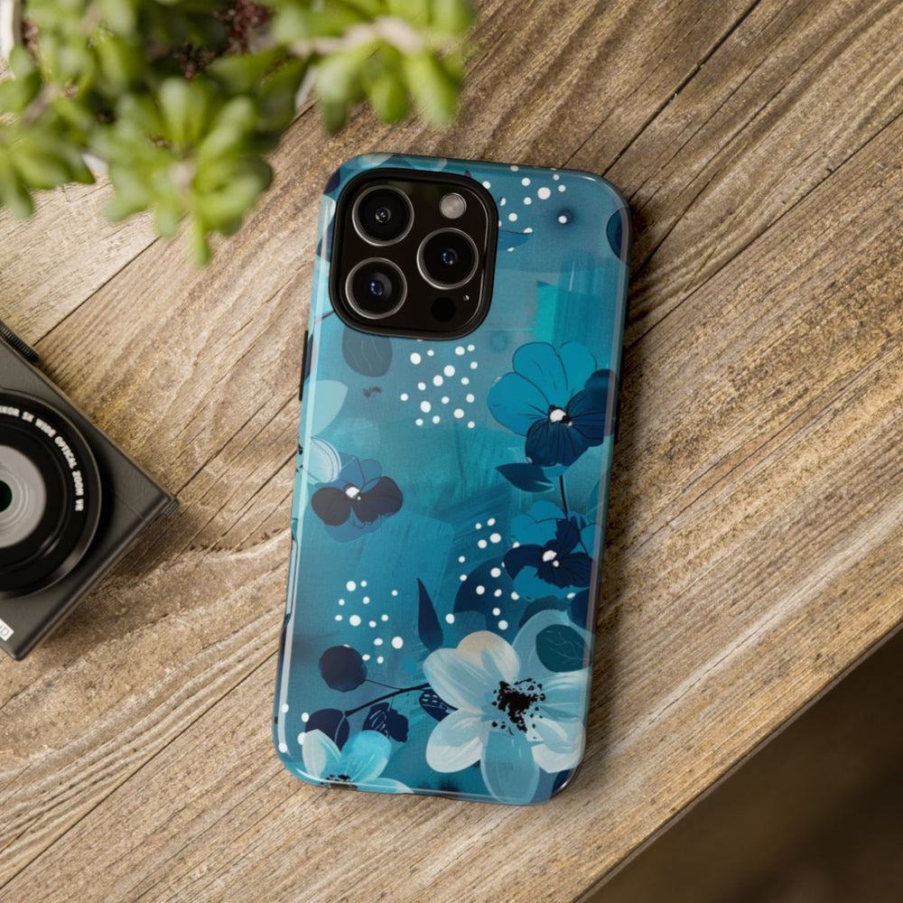 Turquoise Bloemenpatroon met Stippen