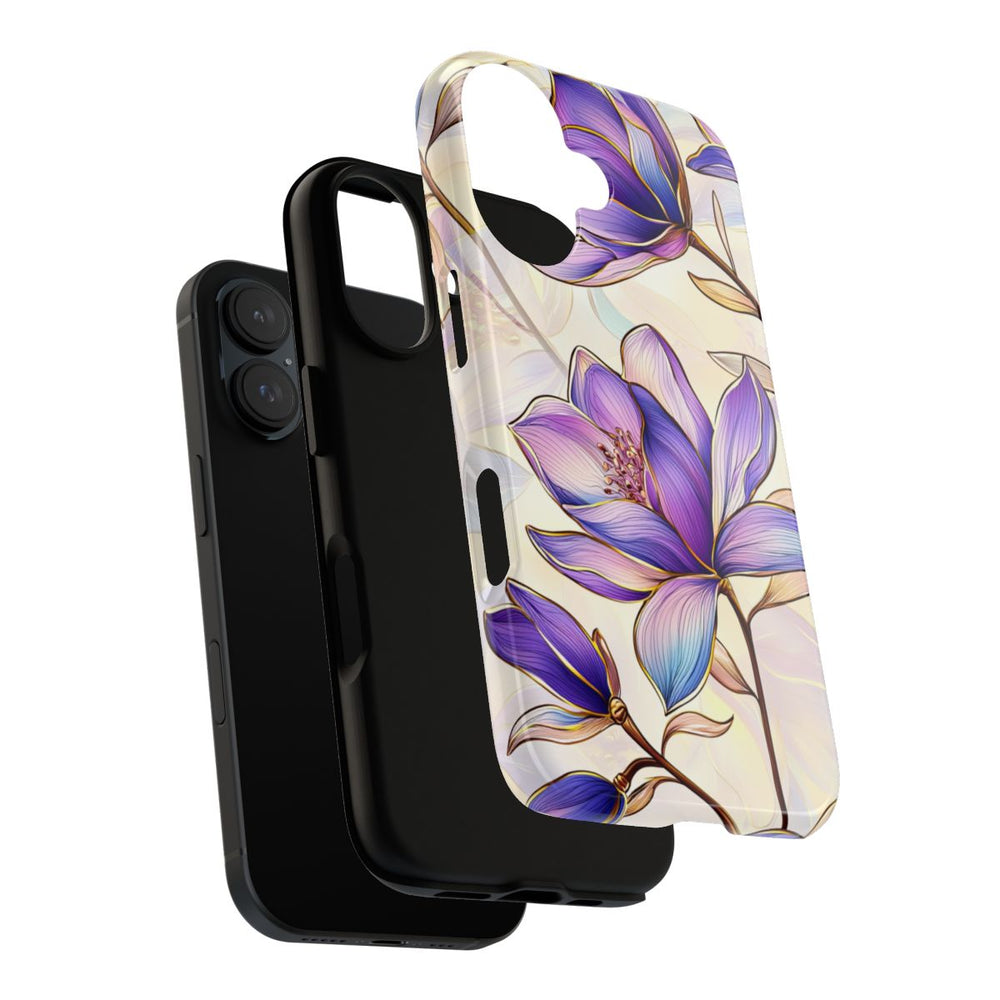 Paarse Magnolia's met Bloemenpatroon