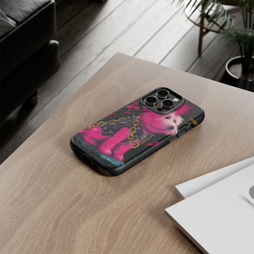 Punk Hond met Roze Hanenkam Illustratie