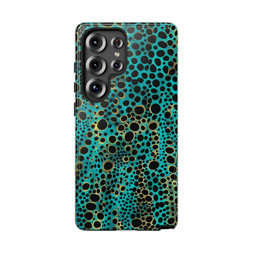 Turquoise en Zwart Abstract Stippenpatroon