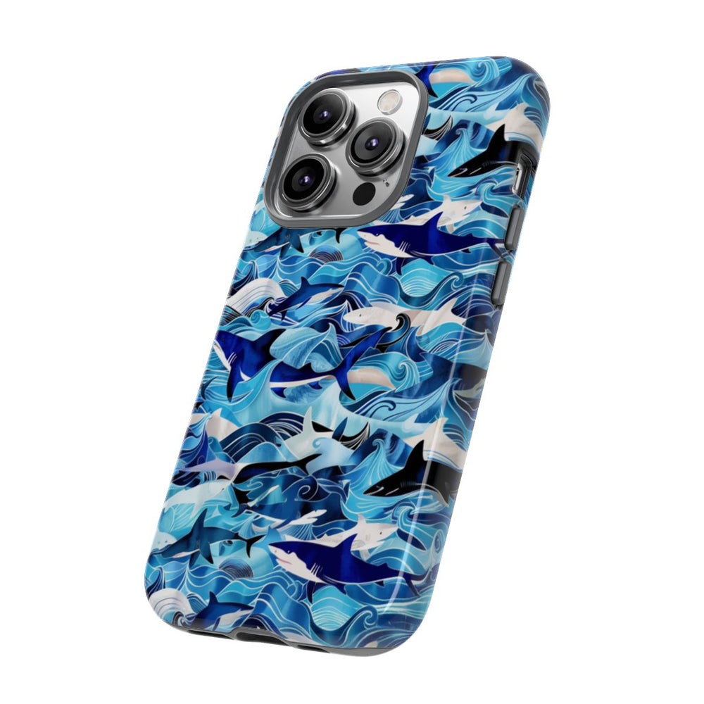 Blauwe Oceaangolven en Haaienpatroon