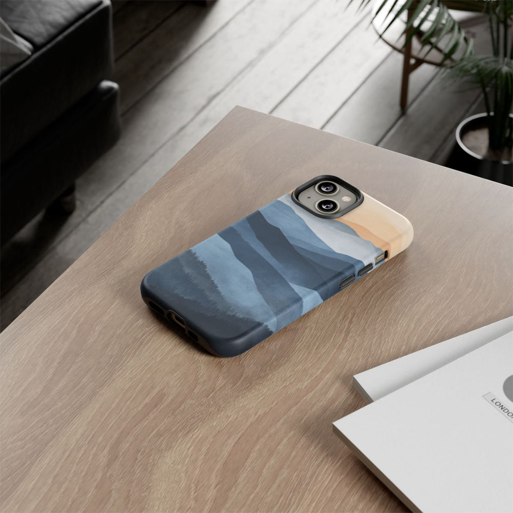 Gelaagd Berglandschap in Blauwe en Beige Tinten