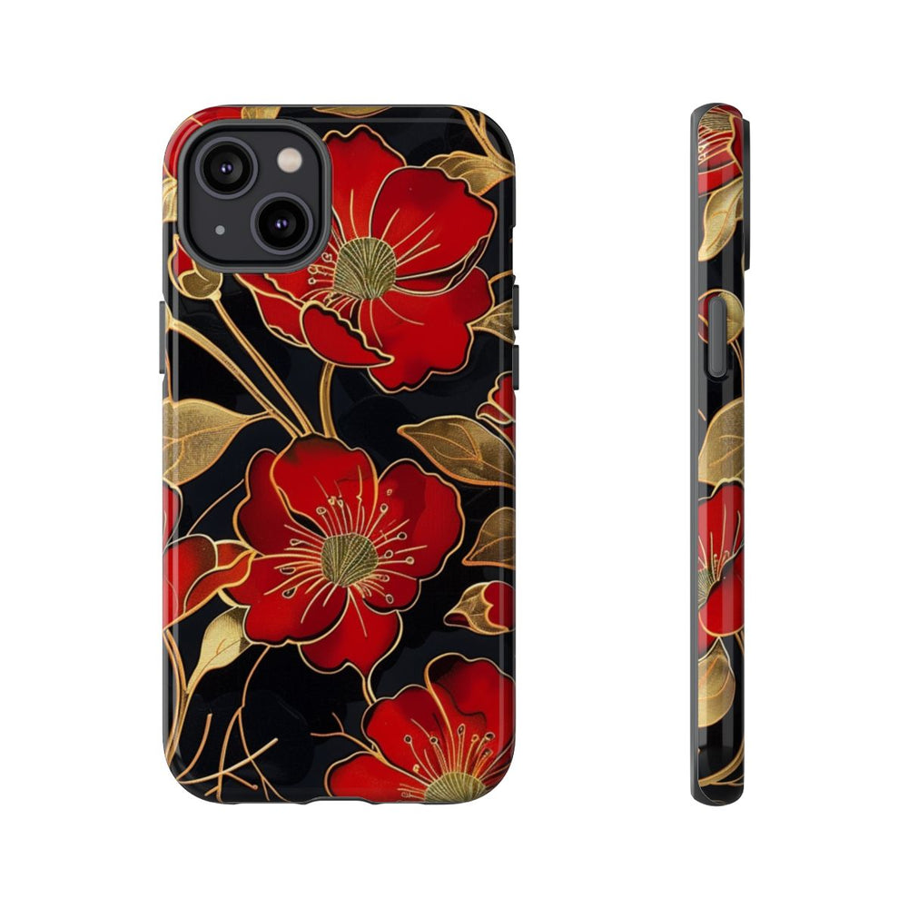 Rood-Gouden Bloemenpatroon
