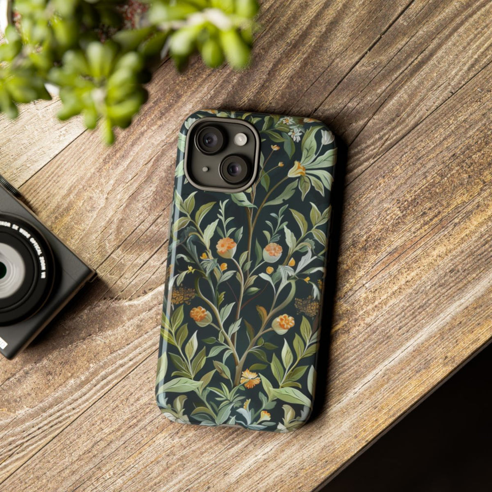 Gedetailleerde Botanische Illustratie met Oranje Bloemen