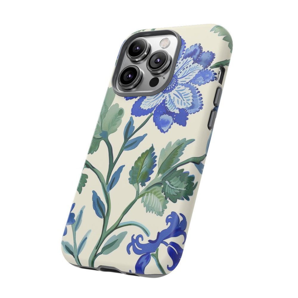Blauw Waterverf Bloemenpatroon