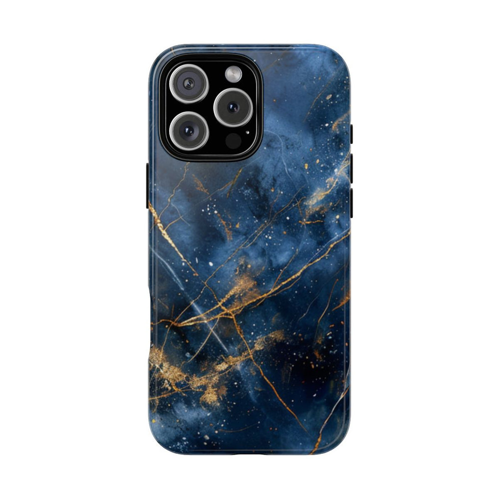 Blauw Marmerpatroon met Gouden Adering