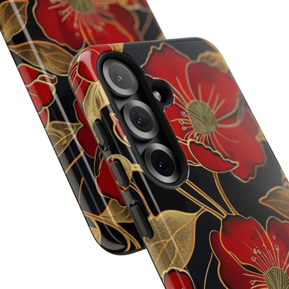 Rood-Gouden Bloemenpatroon