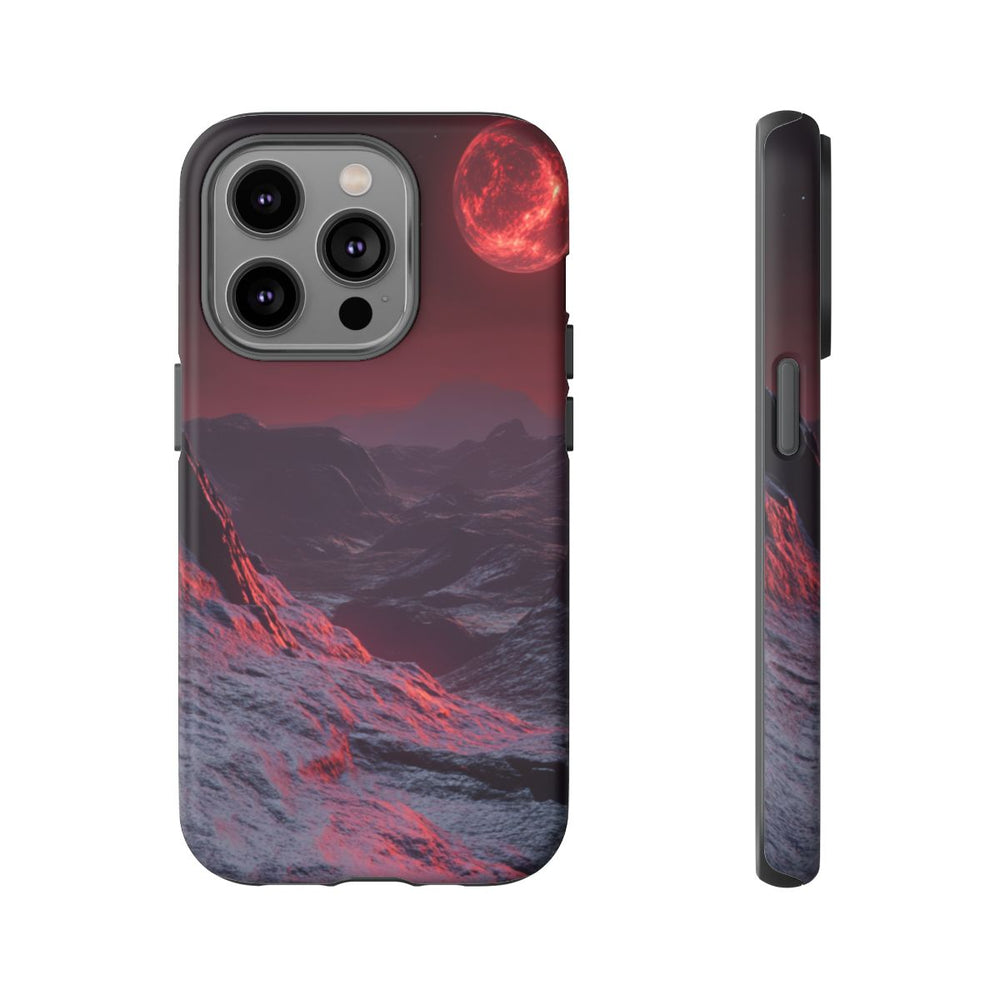 Bergachtig Landschap met Rode Maan