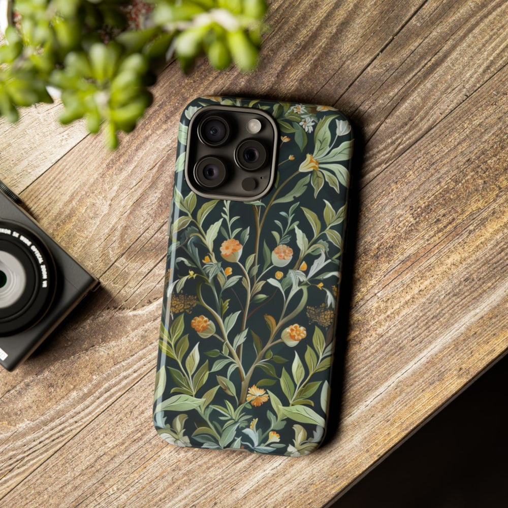 Gedetailleerde Botanische Illustratie met Oranje Bloemen