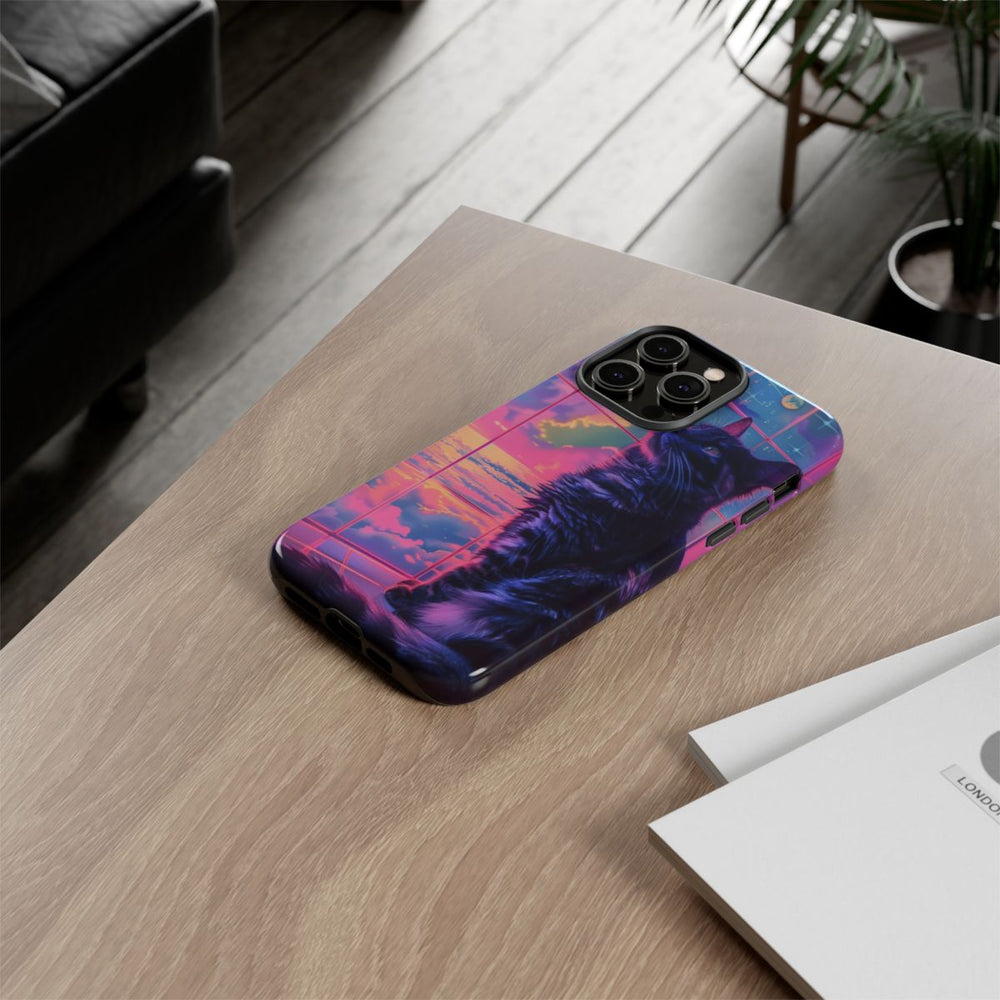 Lofi Vaporwave Kat met Neonlucht