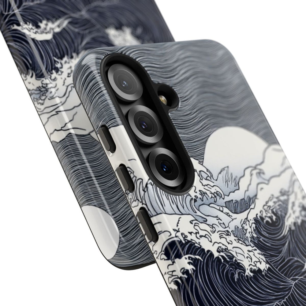 Monochrome Oceaangolven met Maan