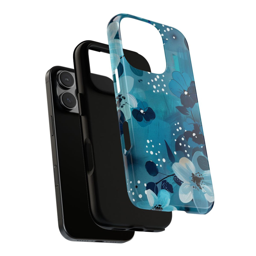 Turquoise Bloemenpatroon met Stippen