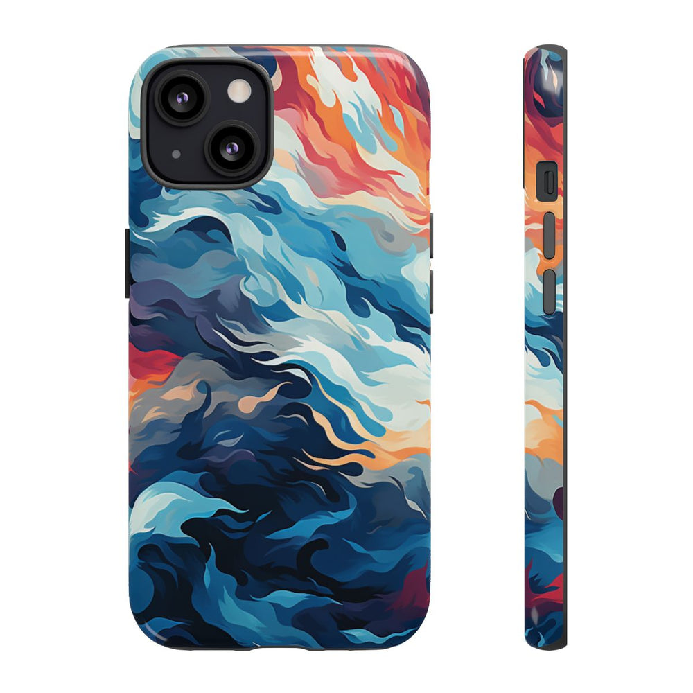 Abstracte Oceaangolven met Vurige Kleuren