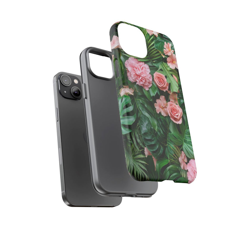 Roze Rozen en Tropische Bladeren Patroon
