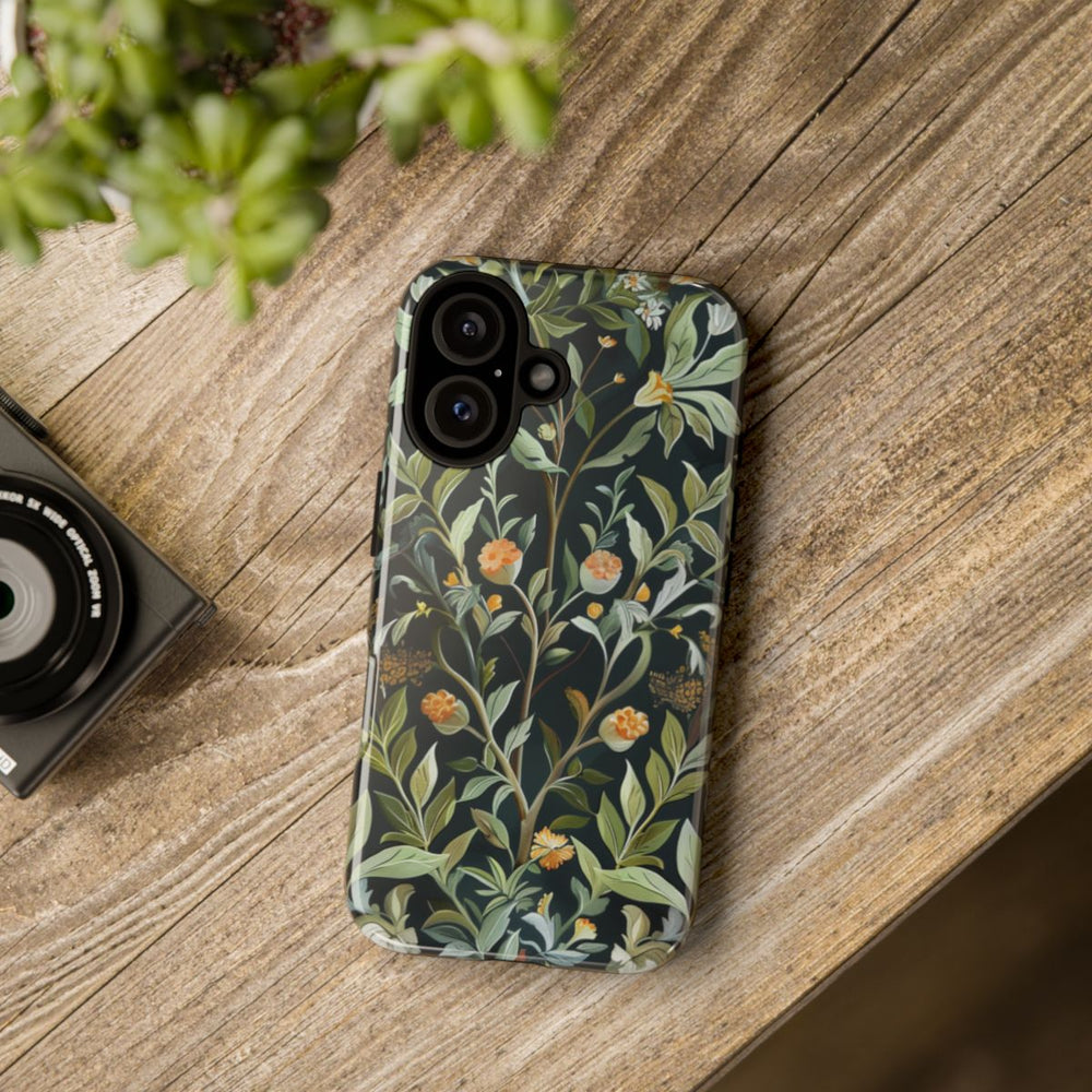 Gedetailleerde Botanische Illustratie met Oranje Bloemen