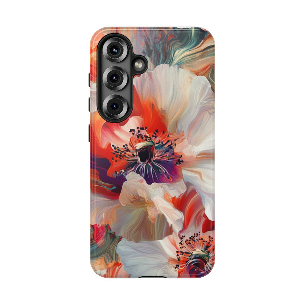 Abstracte Bloemmotieven in Rood en Wit