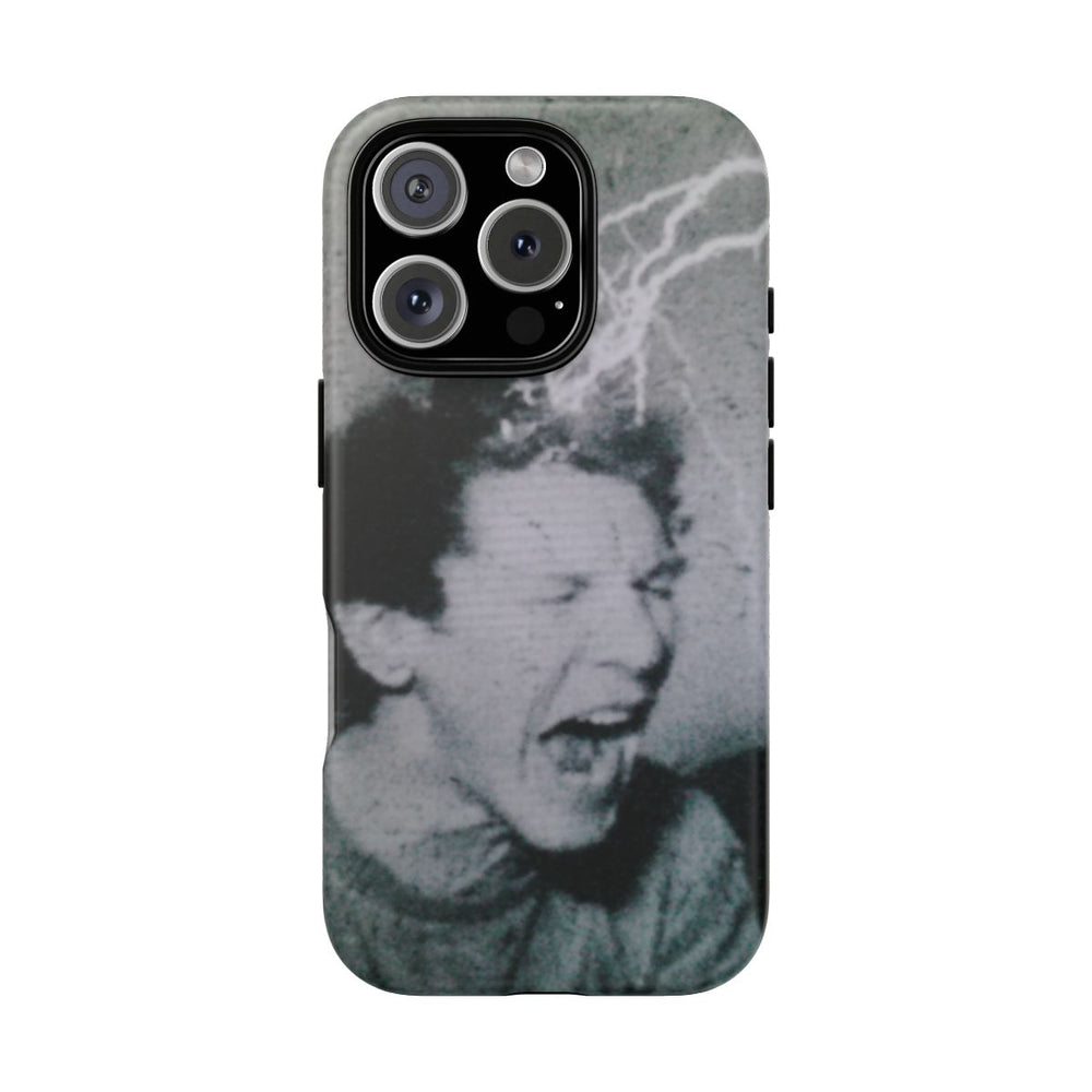 Zwart-Wit Portret met Bliksemeffect en Vintage Look