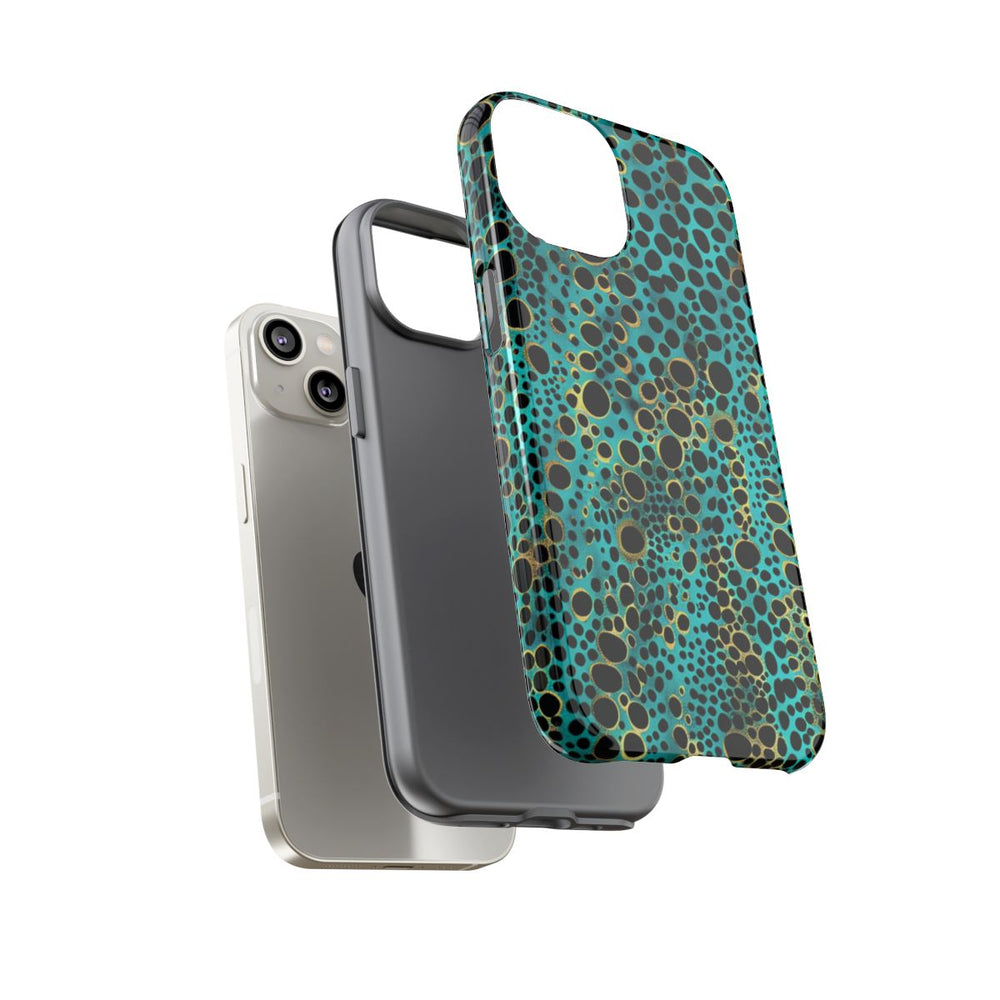 Turquoise en Zwart Abstract Stippenpatroon