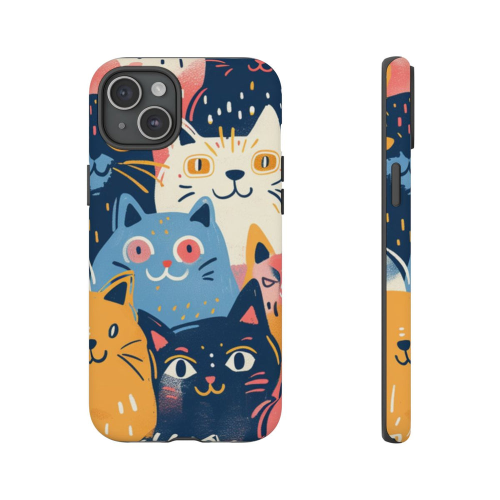 Vrolijk Kattenpatroon in Kleurrijke Illustratie