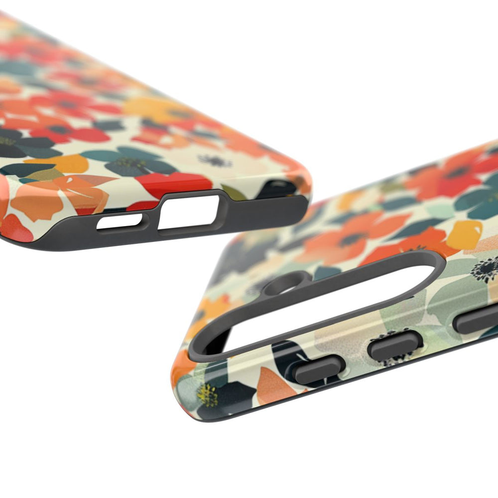 Vrolijk Bloemenpatroon met Geometrische Bladeren