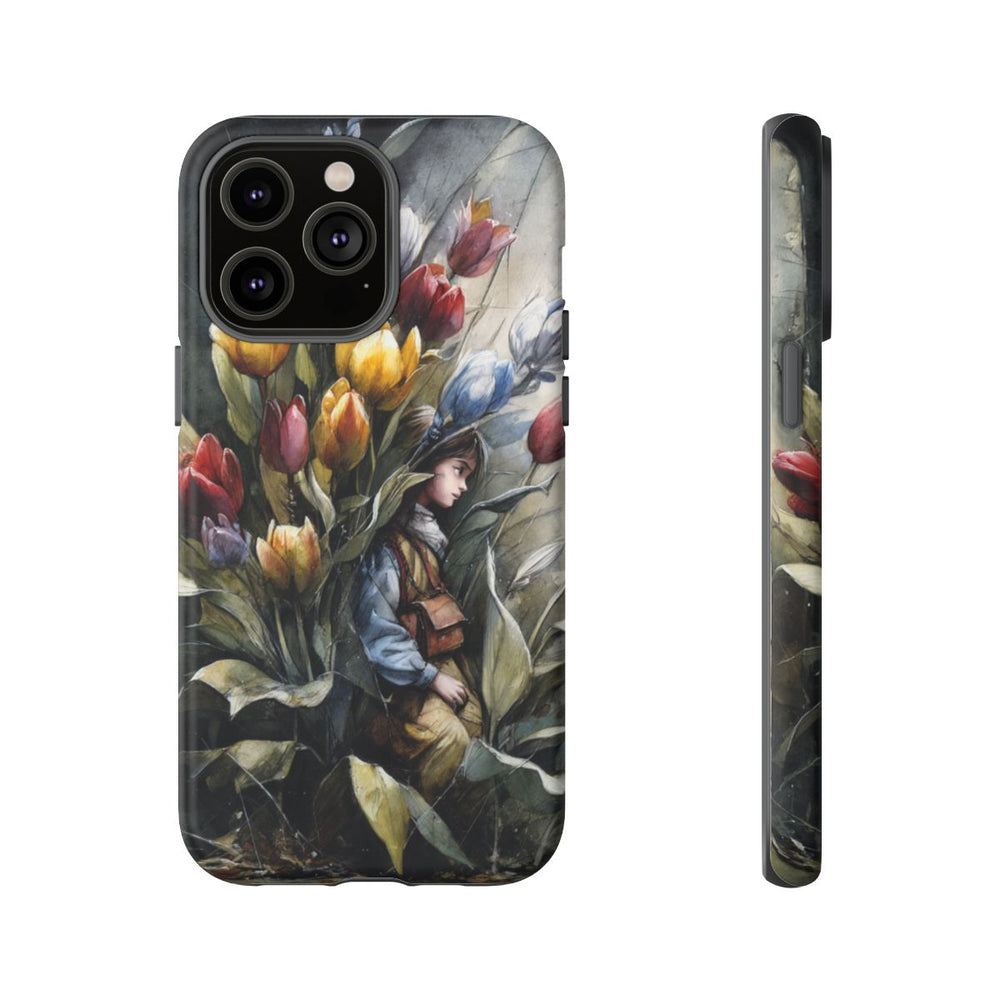 Meisje Tussen Kleurrijke Tulpen