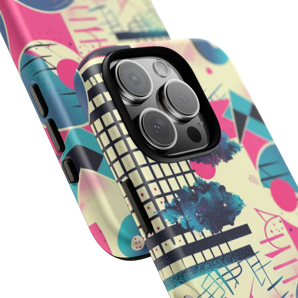 Abstract Geometrisch Patroon in Roze en Blauw