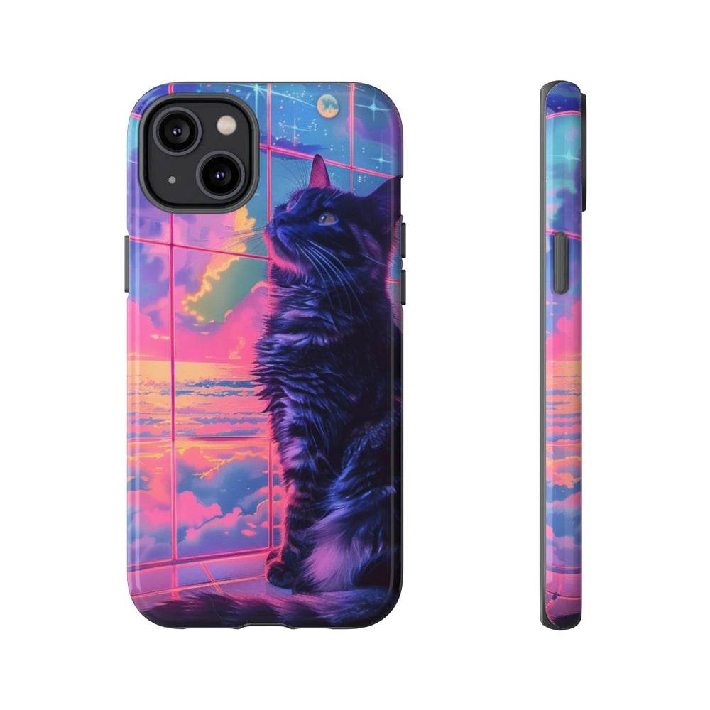 Lofi Vaporwave Kat met Neonlucht