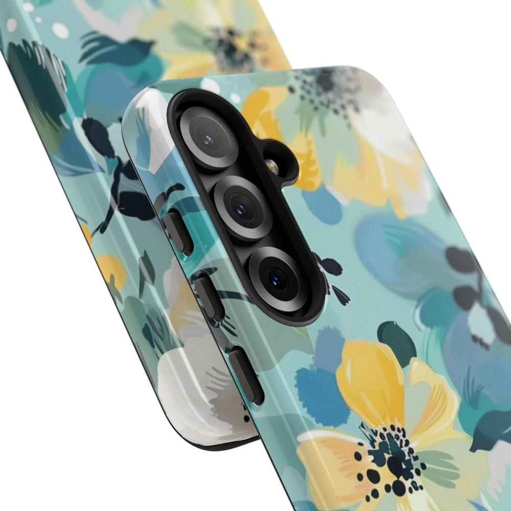Turquoise Bloemenpatroon met Stippen