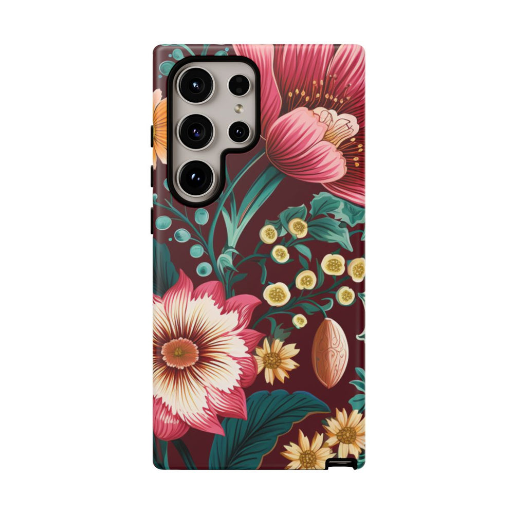 Botanisch Bloemenpatroon in Amber en Teal