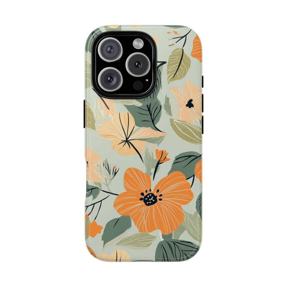 Oranje en Perzik Bloemenpatroon