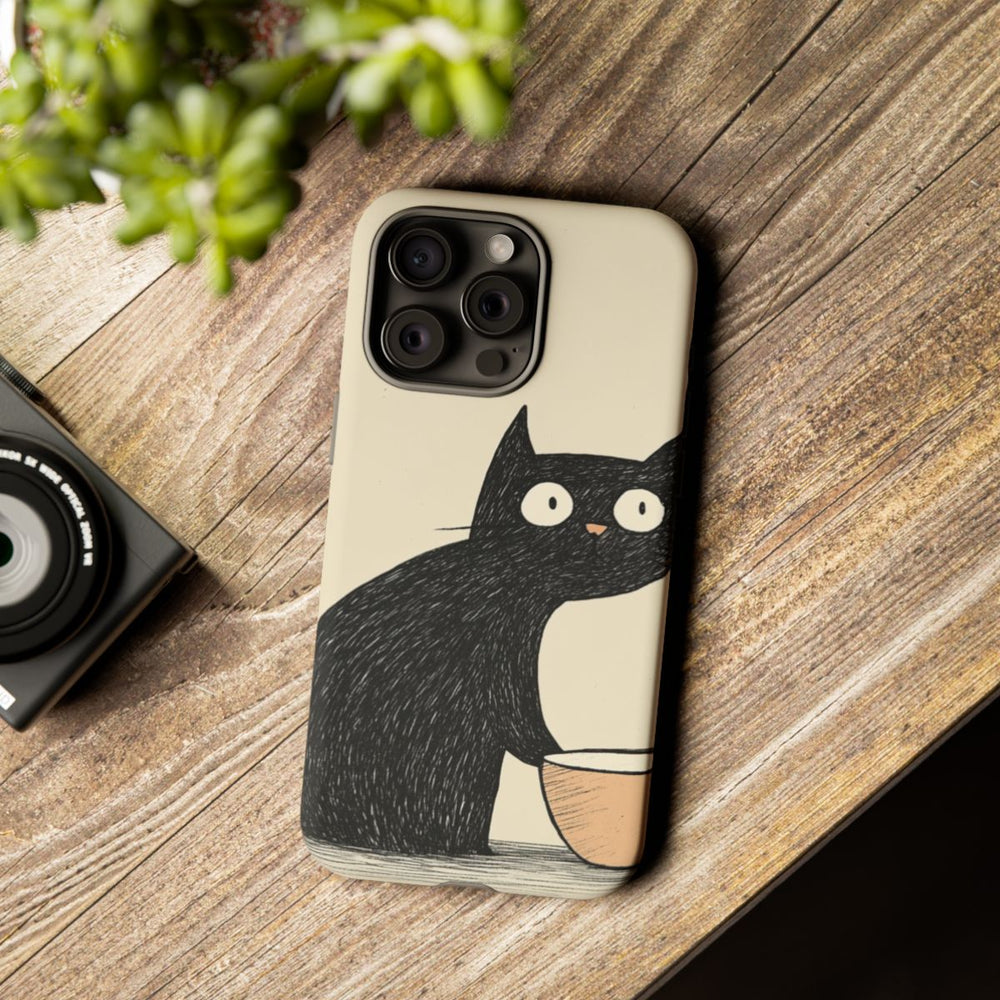 Zwarte Kat met Kom Illustratie