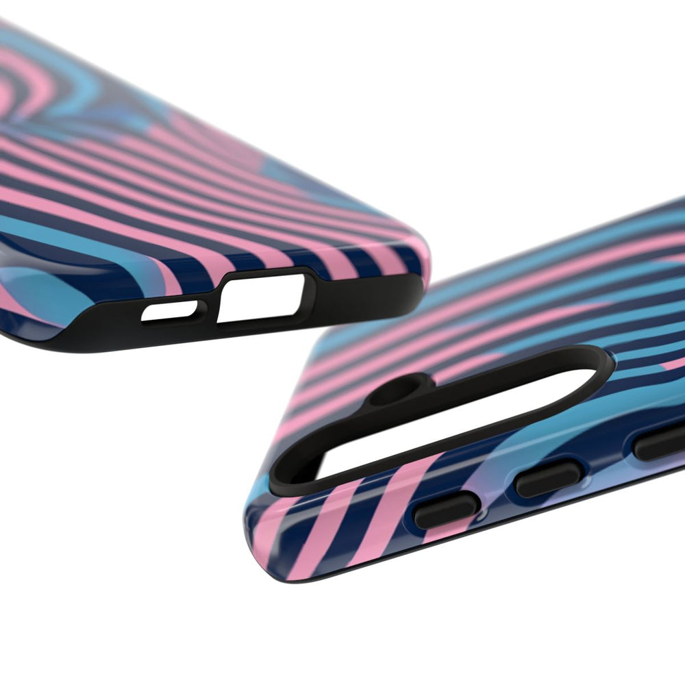 Golvend Blauw-Roze Optische Illusiepatroon