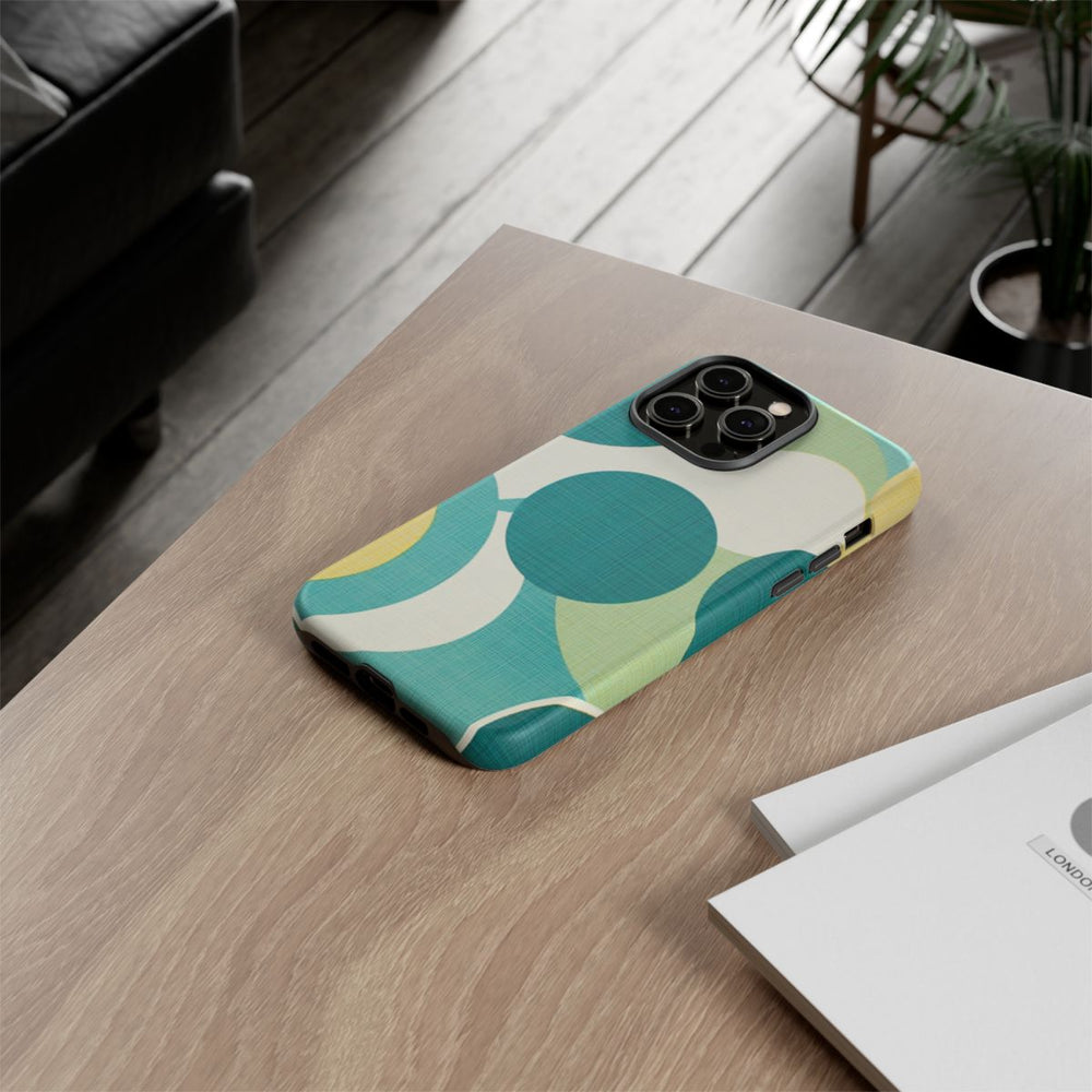 Retro Patroon met Blauwe en Gele Cirkels