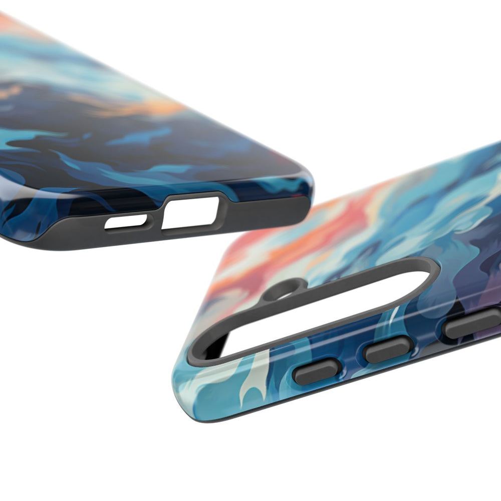 Abstracte Oceaangolven met Vurige Kleuren