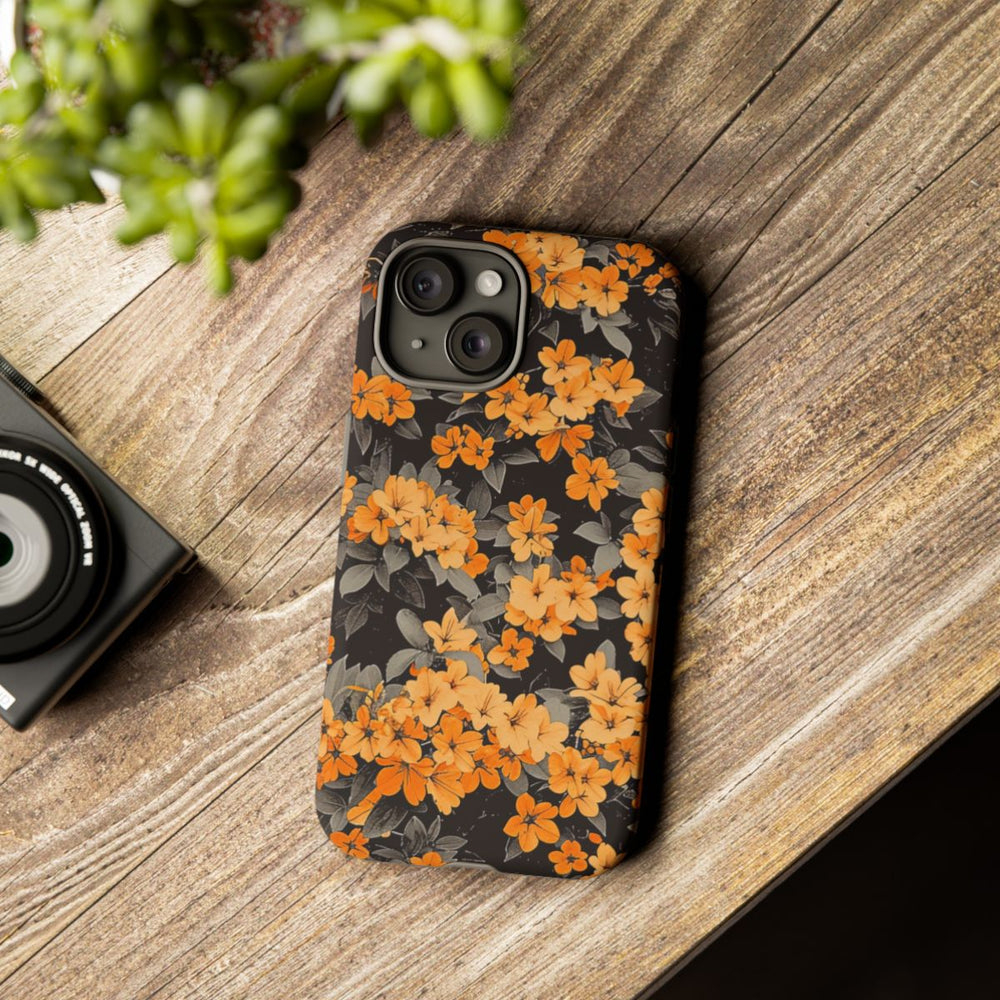 Levendige Oranje Bloemenprint