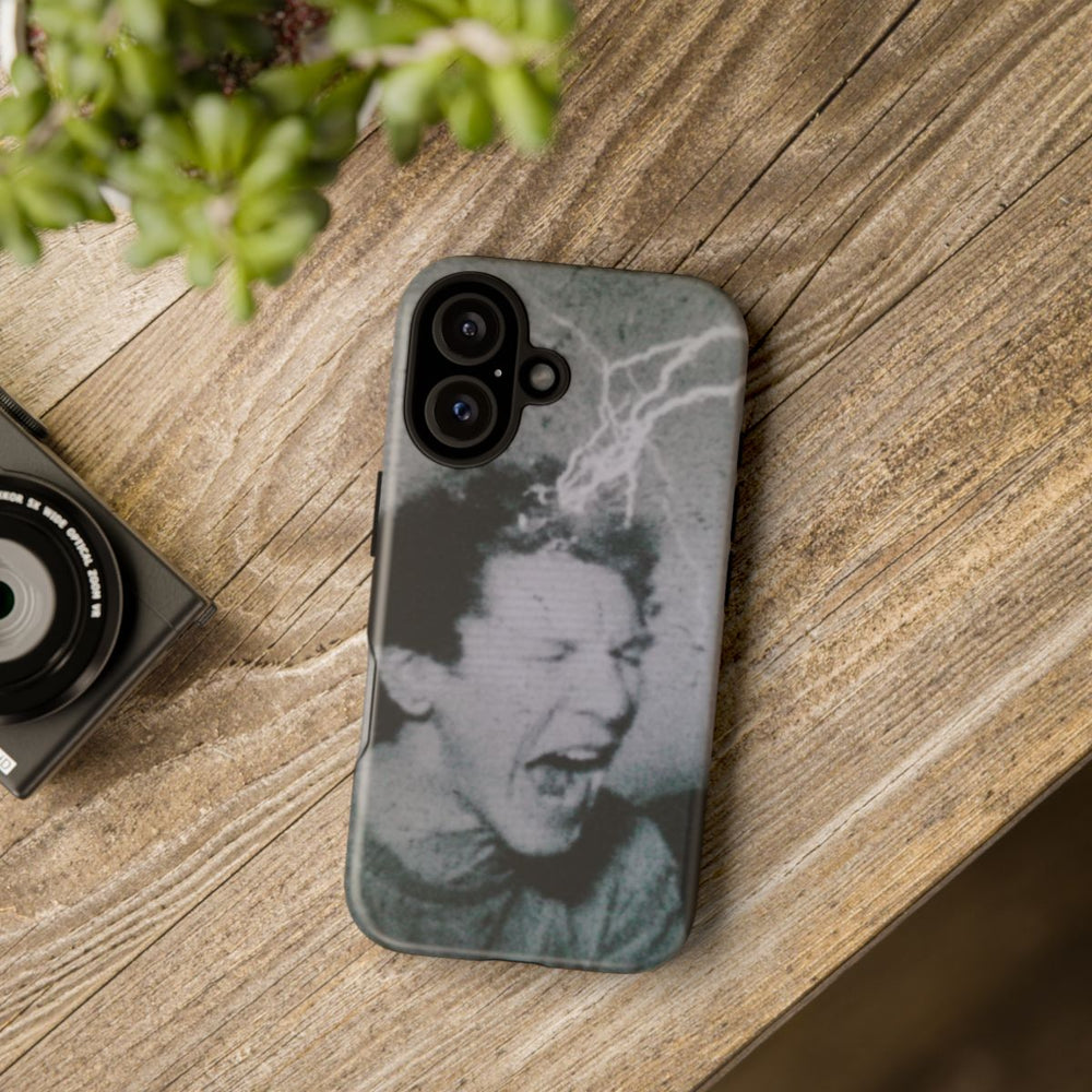 Zwart-Wit Portret met Bliksemeffect en Vintage Look