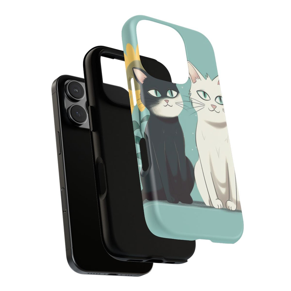 Twee Cartoonkatten met Zonnebloem
