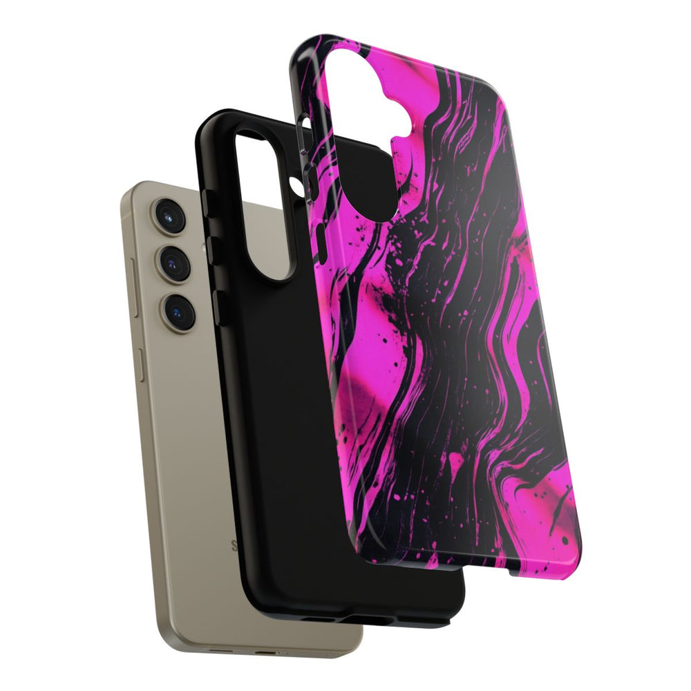 Neonroze en Zwart Abstract Patroon