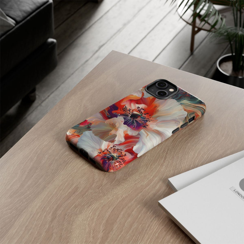 Abstracte Bloemmotieven in Rood en Wit