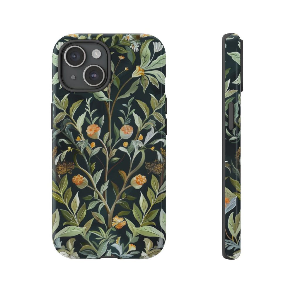 Gedetailleerde Botanische Illustratie met Oranje Bloemen