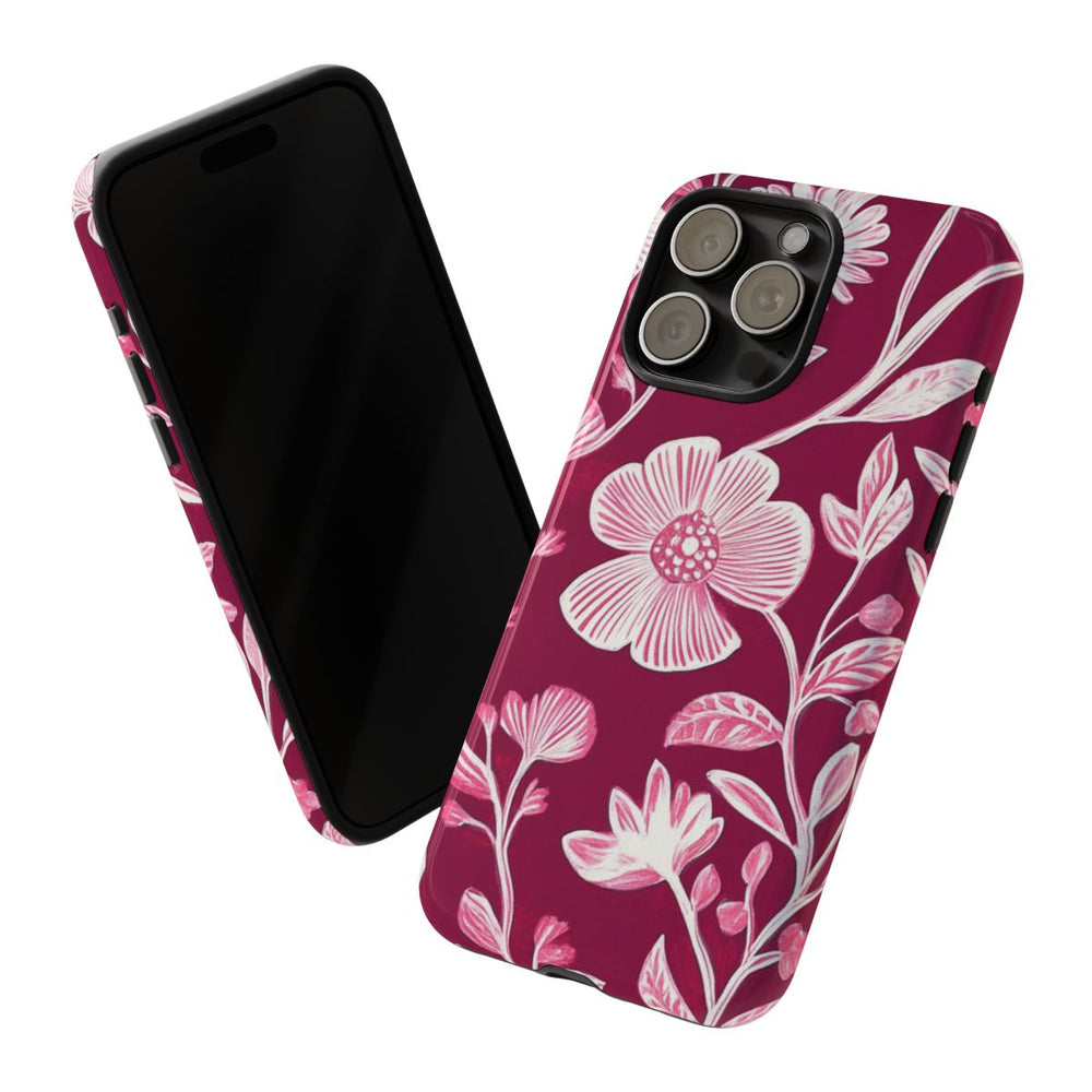 Roze en Witte Bloemenprint