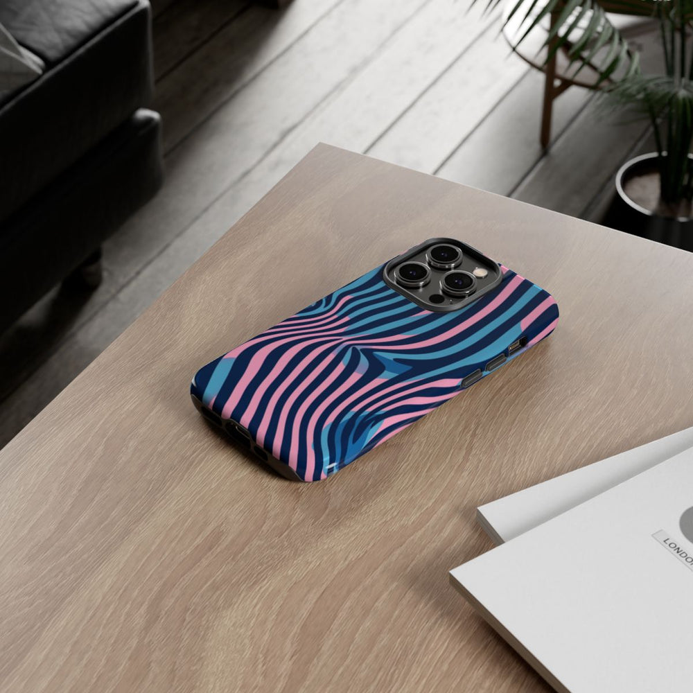 Golvend Blauw-Roze Optische Illusiepatroon